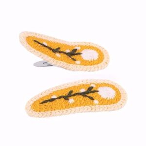 Paparazzi Yellow Embroidered Floral Hair Clips